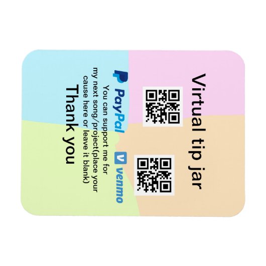 Virtual tip jar q oder Code-Geld-Spende PayPal ven Magnet (Horizontal)