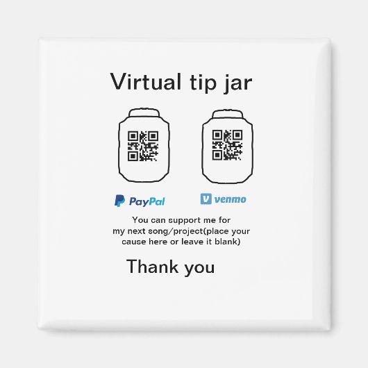 Virtual tip jar q oder Code-Geld-Spende PayPal ven Magnet (Vorne)