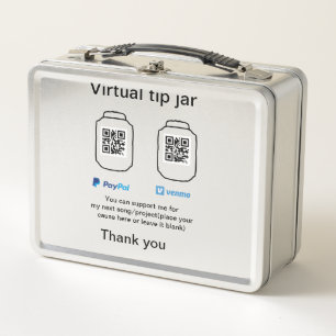 Virtual tip jar q oder Code-Geld-Spende PayPal ven Metall Brotdose