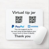 Virtual tip jar q oder Code-Geld-Spende PayPal ven Mousepad (Mit Mouse)