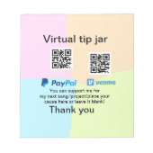 Virtual tip jar q oder Code-Geld-Spende PayPal ven Notizblock (Vorderseite)