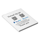 Virtual tip jar q oder Code-Geld-Spende PayPal ven Notizblock (angewinkelt)