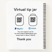 Virtual tip jar q oder Code-Geld-Spende PayPal ven Notizblock (Rückseite)