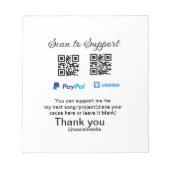 Virtual tip jar q oder Code-Geld-Spende PayPal ven Notizblock (Vorderseite)