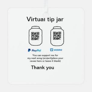 Virtual tip jar q oder Code-Geld-Spende PayPal ven Ornament Aus Metall