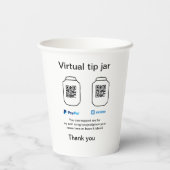 Virtual tip jar q oder Code-Geld-Spende PayPal ven Pappbecher (Rückseite)
