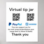 Virtual tip jar q oder Code-Geld-Spende PayPal ven Poster (Vorne)