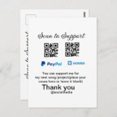 Virtual tip jar q oder Code-Geld-Spende PayPal ven Postkarte (Vorne/Hinten)