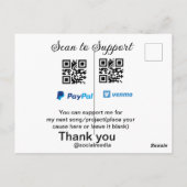 Virtual tip jar q oder Code-Geld-Spende PayPal ven Postkarte (Rückseite)