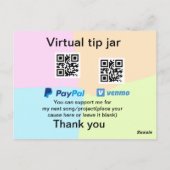 Virtual tip jar q oder Code-Geld-Spende PayPal ven Postkarte (Rückseite)