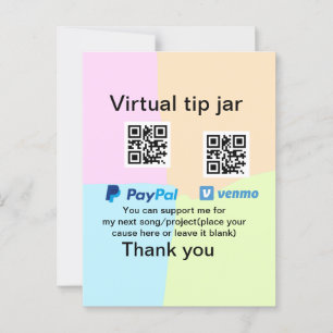 Virtual tip jar q oder Code-Geld-Spende PayPal ven Postkarte