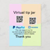 Virtual tip jar q oder Code-Geld-Spende PayPal ven Postkarte (Vorderseite)