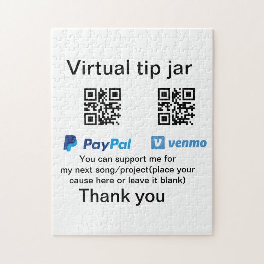 Virtual tip jar q oder Code-Geld-Spende PayPal ven Puzzle (Vertikal)