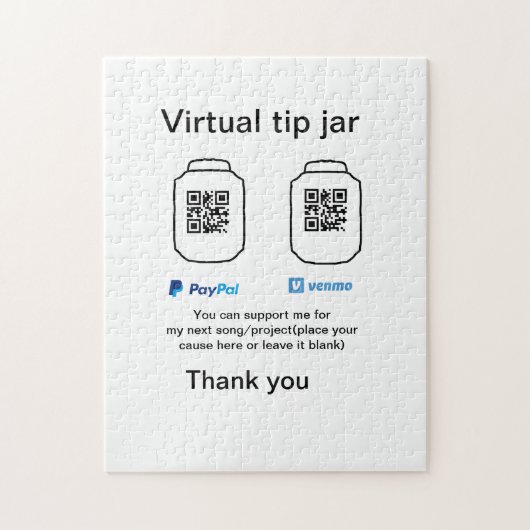 Virtual tip jar q oder Code-Geld-Spende PayPal ven Puzzle (Vertikal)