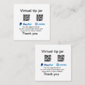 Virtual tip jar q oder Code-Geld-Spende PayPal ven Quadratische Visitenkarte (Vorne/Hinten)