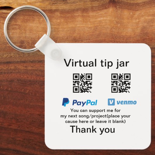 Virtual tip jar q oder Code-Geld-Spende PayPal ven Schlüsselanhänger (Vorderseite)