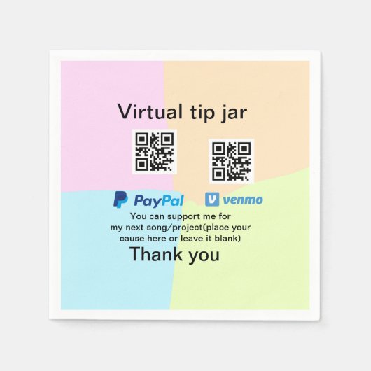 Virtual tip jar q oder Code-Geld-Spende PayPal ven Serviette (Vorderseite)