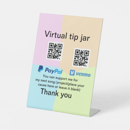 Virtual tip jar q oder Code-Geld-Spende PayPal ven Sockelschild (Vorderseite)