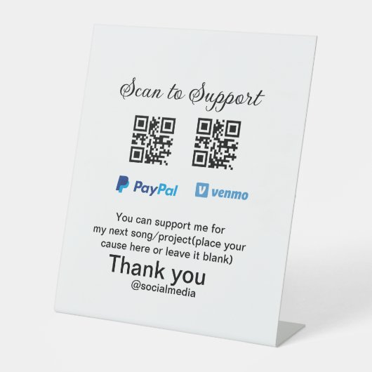 Virtual tip jar q oder Code-Geld-Spende PayPal ven Sockelschild (Vorderseite)