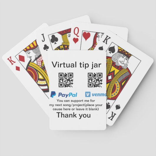 Virtual tip jar q oder Code-Geld-Spende PayPal ven Spielkarten (Rückseite)
