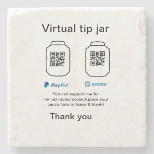 Virtual tip jar q oder Code-Geld-Spende PayPal ven Steinuntersetzer