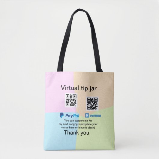 Virtual tip jar q oder Code-Geld-Spende PayPal ven Tasche (Vorderseite)