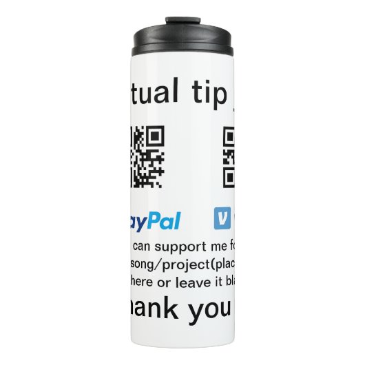 Virtual tip jar q oder Code-Geld-Spende PayPal ven Thermosbecher (Vorderseite)