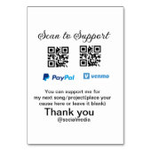 Virtual tip jar q oder Code-Geld-Spende PayPal ven Tischnummer (Rückseite)