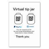 Virtual tip jar q oder Code-Geld-Spende PayPal ven Tischnummer (Rückseite)