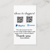 Virtual tip jar q oder Code-Geld-Spende PayPal ven Visitenkarte (Rückseite)