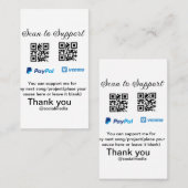 Virtual tip jar q oder Code-Geld-Spende PayPal ven Visitenkarte (Vorne/Hinten)