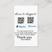 Virtual tip jar q oder Code-Geld-Spende PayPal ven Visitenkarte (Vorderseite)