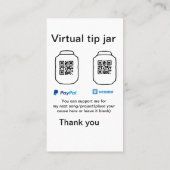 Virtual tip jar q oder Code-Geld-Spende PayPal ven Visitenkarte (Rückseite)