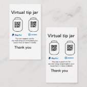 Virtual tip jar q oder Code-Geld-Spende PayPal ven Visitenkarte (Vorne/Hinten)