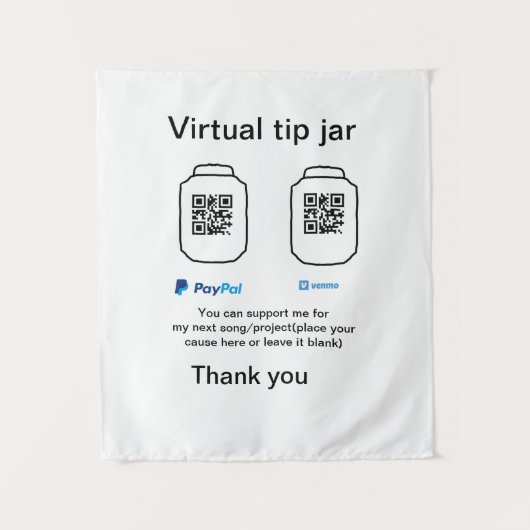 Virtual tip jar q oder Code-Geld-Spende PayPal ven Wandteppich (Vorderseite)
