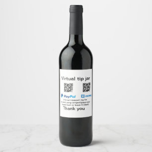 Virtual tip jar q oder Code-Geld-Spende PayPal ven Weinetikett