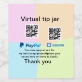Virtual tip jar q oder Code-Geld-Spende PayPal ven Weinetikett (Einzelnes Label)