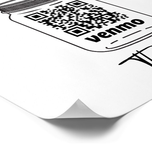 Virtual Tip Jar QR Code Tip Ihr Barkeeper Pedesta Poster (Ecke)