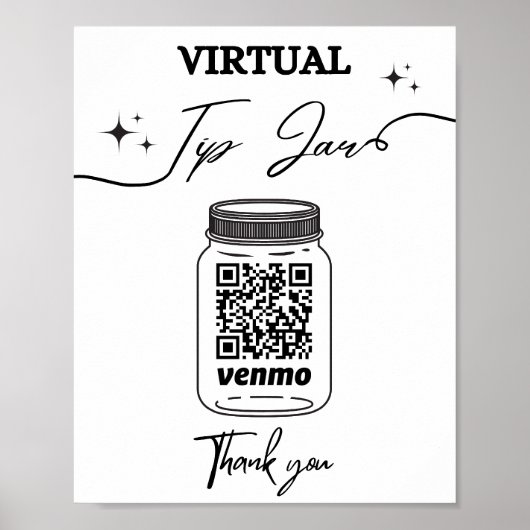 Virtual Tip Jar QR Code Tip Ihr Barkeeper Pedesta Poster (Vorne)