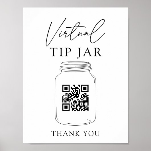 Virtual Tip Jar QR Code Tipp für Ihren Barkeeper S Poster (Vorne)