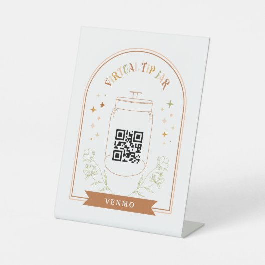 Virtual Tip Jar Scan QR Code Cash App Zahlung Ped Sockelschild (Vorderseite)