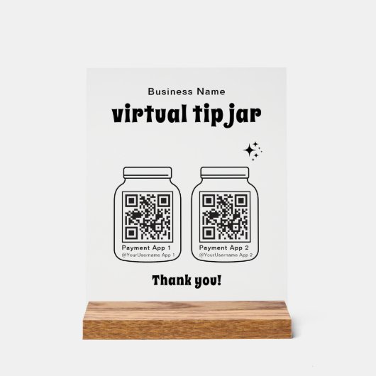 Virtual Tip Jar with 2 QR Code Acrylschild (Vorderseite)