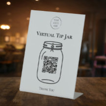 Virtual Tip Jar with Your Business Logo & QR Table