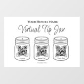 Virtual Tipp Jar 3 Jars einfache QR-Code scannbar Fensteraufkleber (Blatt)