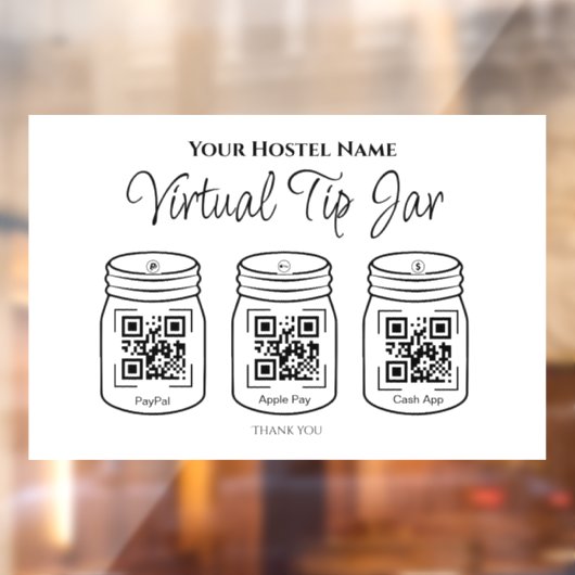 Virtual Tipp Jar 3 Jars einfache QR-Code scannbar Fensteraufkleber (Blatt 2)