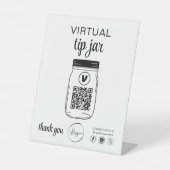 Virtual Tipp Jar QR-Logo Weiß Sockelschild (Vorderseite)