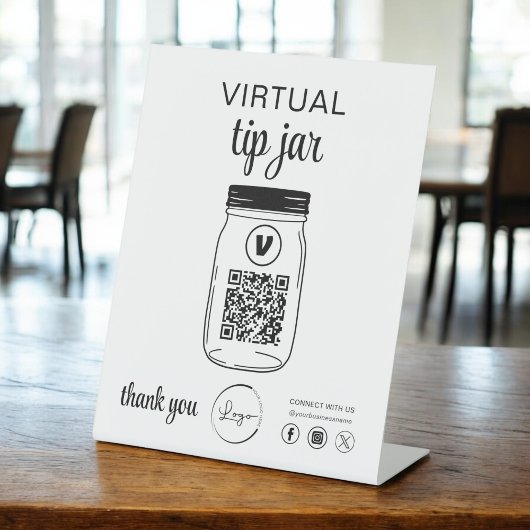 Virtual Tipp Jar QR-Logo Weiß Sockelschild