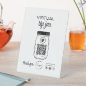 Virtual Tipp Jar QR-Logo Weiß Sockelschild (In Situ)