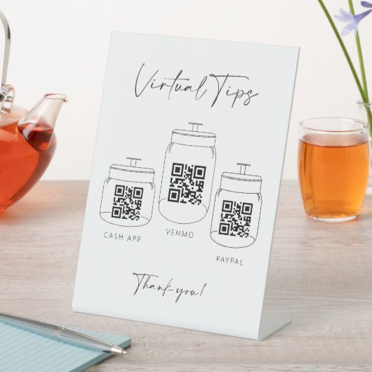 Virtual Tipp Jar Scan QR Code Cash App Zahlung Sockelschild (In Situ)