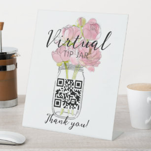Virtual Tipp Jar Scan QR Code Zahlung Sockelschild